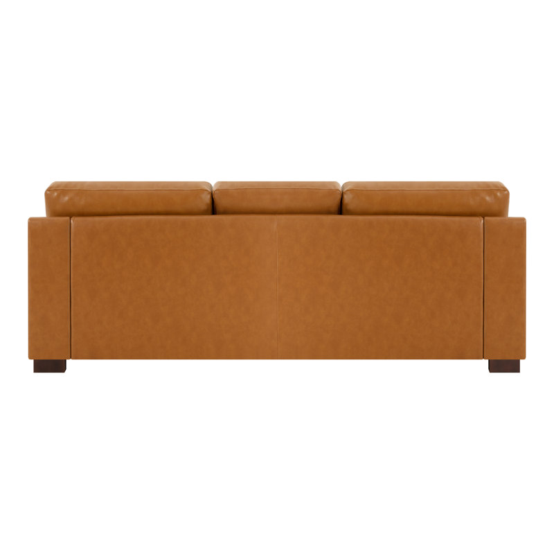 Hokku Designs Ashwaq 84" Genuine Leather Square Arm Sofa Oversized Deep